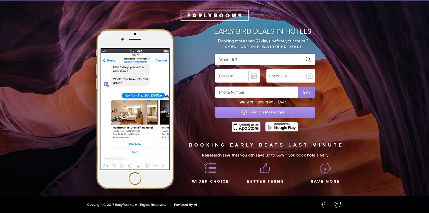 EarlyRooms website design